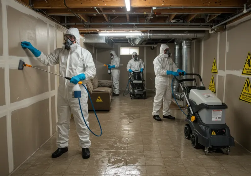 Basement Moisture Removal and Structural Drying process in Smithfield, VA